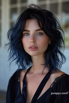 4b Curls, Blue Black Hair Dye, Blue Black Hair Color, Blue Black Hair, Short Dark Hair, Dramatic Hair, Lighter Hair, Black Hair Dye