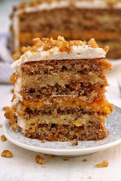 a slice of carrot cake on a plate