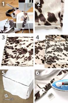 instructions for how to make a cow print pillow