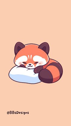 a red panda sleeping on top of a pillow