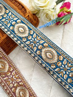 1 Yard Peacock/ Lavender Indian Embroidered Trim Embellishment Sari Border Embroidery Saree Cushions Home Décor Sewing Costumes Trim 8 Cm - Etsy Festive Embroidered Brocade Fabric, Traditional Embroidered Gold Fabric, Eid Embroidered Brocade Fabric With Motifs, Eid Brocade Fabric With Embroidered Motifs, Blue Floral Embroidered Fabric For Diwali, Blue Embroidered Fabric With Motifs For Eid, Blue Embroidered Fabric With Eid Motifs, Semi-stitched Silk Fabric With Embroidered Border, Brocade Fabric With Intricate Embroidery For Festivals