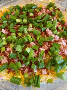 the food is prepared and ready to be cooked in the oven or put into the dish