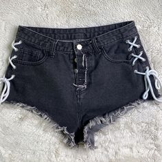 Super Cute Gothic, Button Fly, Side Lace, High Waist Shorts. Brand New, Never Worn, No Flaws, No Tags. Save Big On Bundles!!! Fast Shipping!!! All Reasonable Offers Considered!!! 5 Star Rated Thanks For Stopping. Happy Poshing! Punk, Rock, Rocker, Y2k, Goth, Gothic, Hot Topic, Royal Bones, Trip Nyc Black Shorts With Buttons For Spring, Casual Black Shorts With Button Closure, Black High-waisted Shorts With Buttons, Black High Waist Shorts With Buttons, Black High Rise Shorts With Button Closure, Black Bottoms With Buttons For Summer, Black Buttoned Bottoms For Summer, Black Jean Shorts With Button Closure, Summer Black Bottoms With Button Closure