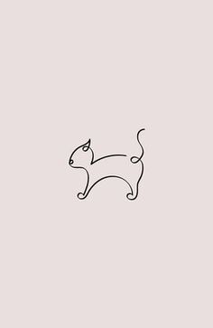 a black and white drawing of a cat on a light gray background, minimalistic