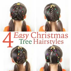 Easy Christmas Hairstyles, Cute Christmas Hairstyles, Christmas Tree Hair, Short Hair Hacks, Toddler Hairstyles Girl, Holiday Hair, Peinados Fáciles Para Cabello Corto