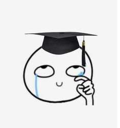 a drawing of a graduation cap with a face drawn in the middle, holding a pipe