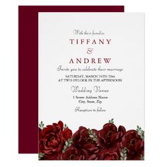 the burgundy roses bridal shower card