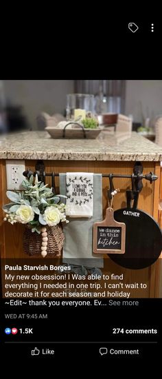 the kitchen counter is clean and ready to be used for dinner or other special occasion