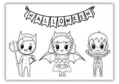 halloween coloring pages for kids to print out and color with their favorite characters, including the devil