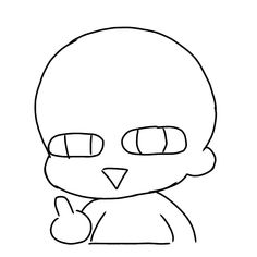 a drawing of a cartoon character with big eyes and an angry look on his face