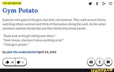 an article about gym potato is shown in this screenshot from the funny web site