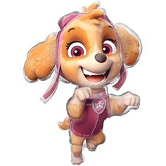 an image of a cartoon dog with big eyes and pink hair on it's head