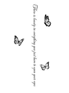 three butterflies flying next to each other with the words love written on it's side