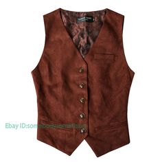 Womens Retro Suede Button Slim Fit Tuxedo Business Casual Vest   Color:Brown Size:S-4XL Material:Suede       Payment 1. Payment must be made within 7 days of auction closing (Unpaid dispute will automatically open when item is not paid in 7 days). 2. PLEASE NOTE: SHIPPING&HANDING DOES NOT INCLUDE DUTIES, LOCATL TAXES OR ANY OTHER IMPORTATION FEES. 3. Please list your special requests (color, packages, value of declaration, etc.) in the EBAY NOTES SECTION when you make payment Shipping 1. We Ship Business Casual Vest, Slim Fit Tuxedo, Suede Vest, Vest Waistcoat, Open When, Casual Vest, Slim Fit Shorts, Vest Dress, Positive Feedback