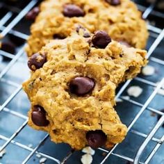 chocolate chip cookies cooling on a wire rack