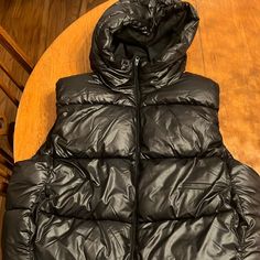 H&M Nwt Black Puffer Vest With Hood Women’s Large H&m Winter Outerwear, H&m Winter Outerwear In Neutral Color, Puffer Vest With Hood, Black Puffer Vest, H&m Jackets, Black Puffer, Puffer Vest, Puffer, H&m