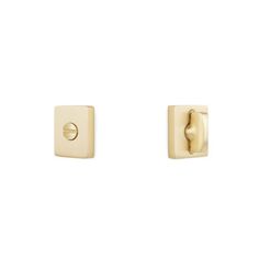 the square stud earrings are gold plated and have two small square buttons on each side