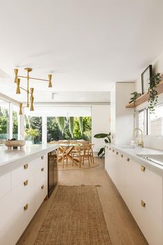 the kitchen is clean and ready to be used as a dining room or family room