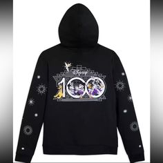 Same Day Shipping!! ( If You Need Another Size I Have Different Sizes Available Let Me Know) New With Tag. Go All Out In This Gorgeous Mickey Mouse Disney100 Zip Front Hoodie. You'll Be Celebrating In Comfort And Style Thanks To Super Soft Cotton Fleece And Screened And Embroidered Art That Dazzles. Metallic Foil Print And Black Glitter Embroidery Set It Apart As Something Truly Special. On The Back, Mickey, Minnie Mouse, Donald Duck, Daisy Duck, Goofy And Pluto Are All Smiles And ''Disney100'' Black Disney Sweatshirt For Winter, Black Disney Winter Sweatshirt, Disney Sweatshirt For Winter Fan Events, Disney Hoodie For Winter, Disney Winter Hoodie, Black Disney Sweatshirt For Streetwear, Disney Hooded Winter Hoodie, Disney Hoodie With Drawstring Hood For Winter, Galaxy Sweater