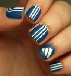 The Nailasaurus: Adidas Nail Art Adidas Nails, Chloe Nails, Sports Nails, Uk Nails, Crazy Nail Art, Nail Art Images, Liquid Nails, Striped Nails, Sneakers Adidas