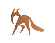 a brown fox logo on a white background