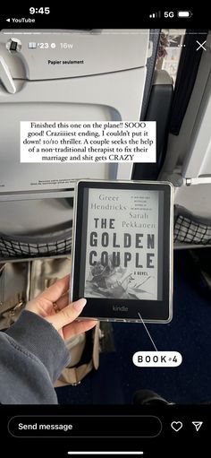 someone is holding up a book in front of an air conditioner that reads the golden couple