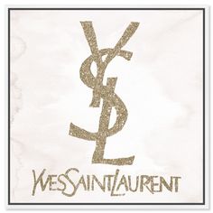 a white paper with the word yes saint laurent written in gold on it and an image of a dollar sign