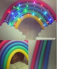 an image of a rainbow made out of inflatables with lights on it