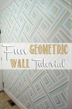 there is a wall that has geometric designs on it