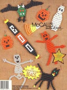 the front cover of bead magazine featuring halloween decorations and pumpkins on linen fabric