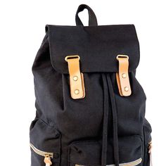 SYDNEY PAIGE X BAZIC Products® GUIDI Rucksack Backpack, 18", Black | The backpack features a padded back and adjustable shoulder straps to provide exceptional comfort, reducing strain and ensuring a comfortable fit, even during extended wear. This 18" laptop rucksack features canvas fabric with vegan leather details, combining aesthetics and sustainability in a chic package. As well as 210D polyester interior for easy cleaning. When expanded, measures: 13" x 7" x 18". Featuring 1 large main comp Rucksack Backpack, Laptop Rucksack, Leather Pulls, Online Purchase, Laptop Sleeves, Easy Cleaning, Shoulder Straps, Canvas Fabric, Fitness Fashion