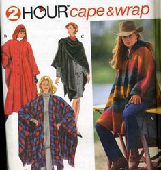 two women wearing capes and ponchles on the cover of a sewing pattern