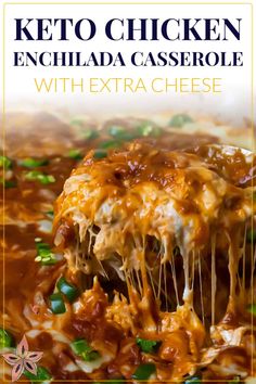 keto chicken enchilada casserole with extra cheese