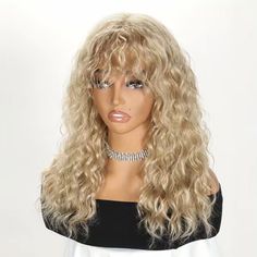 New! The Price Is Firm. 18 Inch Long. Adjustable Cap Wig. Hight Quality Human Hair Blend Wig. Half Human Hair Half Heat Resistant Synthetic! The Blonde Color As The Picture Showed. It’s Full And Natural. Curly Wavywig With Bangs, Loose Wavy Wig, Wavy Bang. Silky Texture, Soft And Comfortable Blonde Wigs With Bangs, Blonde Curly Wig, Wavy Bangs, Blend Wig, Wig Wavy, 1920s Headpiece, Halo Hair Extensions, Curly Hair Wig, Wavy Wig