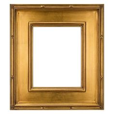 an empty gold frame on a white background