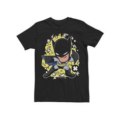 Answer the call with this men's Batman tee. Crewneck Short sleeveFABRIC & CARE Cotton Machine wash Imported Answer the call with this men's Batman tee. Licensed Character Answer the call with this men's Batman tee. Size: XS. Color: Black. Gender: male. Age Group: adult. Pattern: Graphic. Black Short Sleeve T-shirt With Character Print, Black Short Sleeve T-shirt Pop Culture, Black T-shirt With Cartoon Print In Pop Culture Style, Black Pop Culture T-shirt With Cartoon Print, Black Cartoon Print Pop Culture T-shirt, Batman Cartoon, Superhero Fashion, Cartoon Doodle, Batman T Shirt