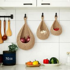 the kitchen counter is clean and ready to be used as a storage area for vegetables