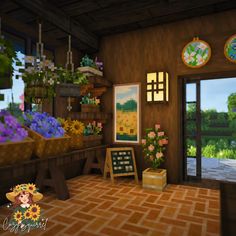 a room with flowers and plants in it