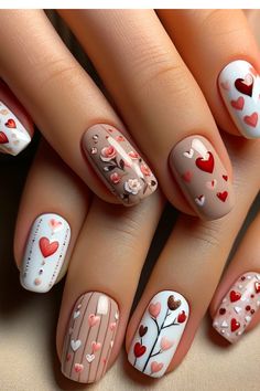 37 Short Valentine Nails That Aren't Short On Love Cupid Nail Art, Bright Valentines Nails, Non Traditional Valentines Nails, February Nails Ideas 2024, Valentine Nails 2024, Valentines Day Short Nails, Cute Nails For Valentines Day, Simple Valentines Day Nails Short, Nail Art Designs Heart