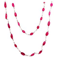 1stdibs - Red Beads Briolette Necklace Contemporary Diamond,ruby 18K Gold, White Gold