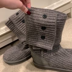 Brand New Condition- Worn A Few Times. Knit Boot, Knit Boots, Ugg Classic, Gray Color, Blog Posts