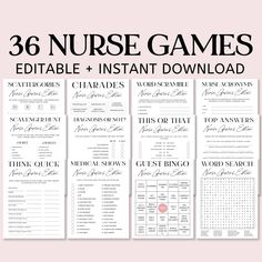 the printable nurse game is shown in black and white