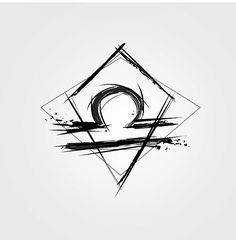 an abstract black and white design with the letter q in it's center, on a