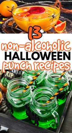 halloween punch recipe with oranges and green drinks