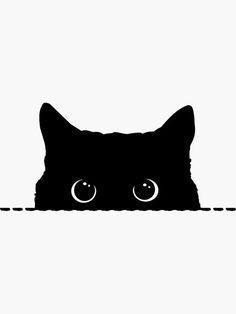 a black cat peeking out from behind the edge of a piece of paper with eyes drawn on it