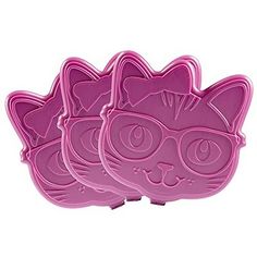 three pink cat shaped cookie cutters sitting on top of each other