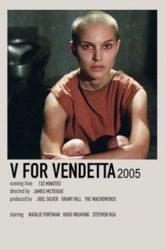 the poster for v for vendetta, featuring a woman with her arms crossed