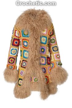 the coat is made with multicolored beads and fur