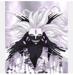 an anime character with white hair and purple eyes