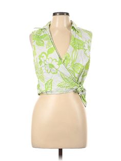 Catherine Stewart Sleeveless Blouse Size: Large Tops - used. 4% Spandex, 96% Cotton | Catherine Stewart Sleeveless Blouse: Green Tops - Size Large Green Beach Vest Top, Fitted Sleeveless Vacation Blouse, Green Sleeveless Cotton Blouse, Sleeveless Stretch Blouse For Vacation, Green Vest Tops For Vacation, Green Sleeveless Summer Blouse, Green Sleeveless Blouse For Vacation, Green Sleeveless Tank Top For Beach Season, Sleeveless Stretch Blouse For Beach